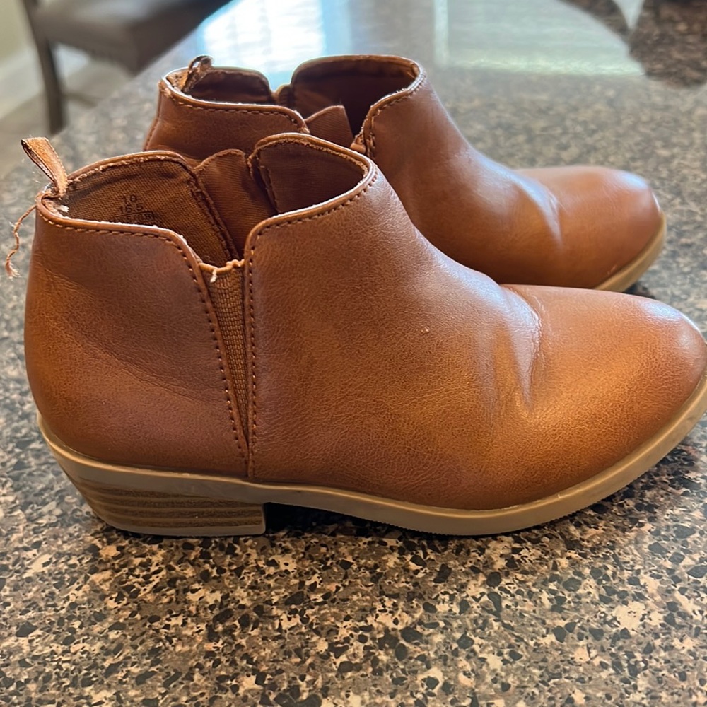 Like New Brown Faux Leather Booties for Toddler Girl